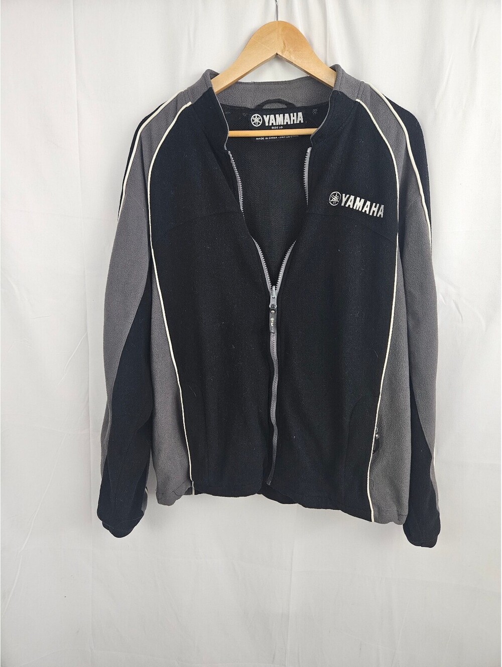 Yamaha Black and Gray Polyester Full-Zip Jacket Size Large
